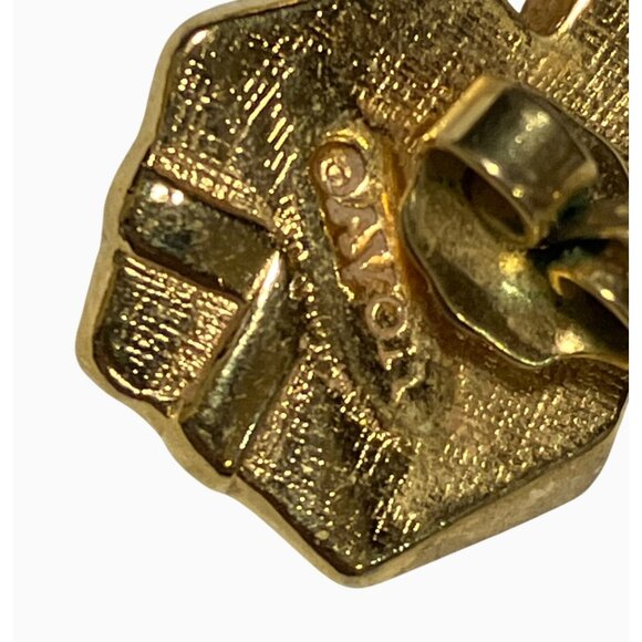 Avon Vintage Gold Tone Rhinestone Gift Box Shape Earrings - Picture 9 of 9